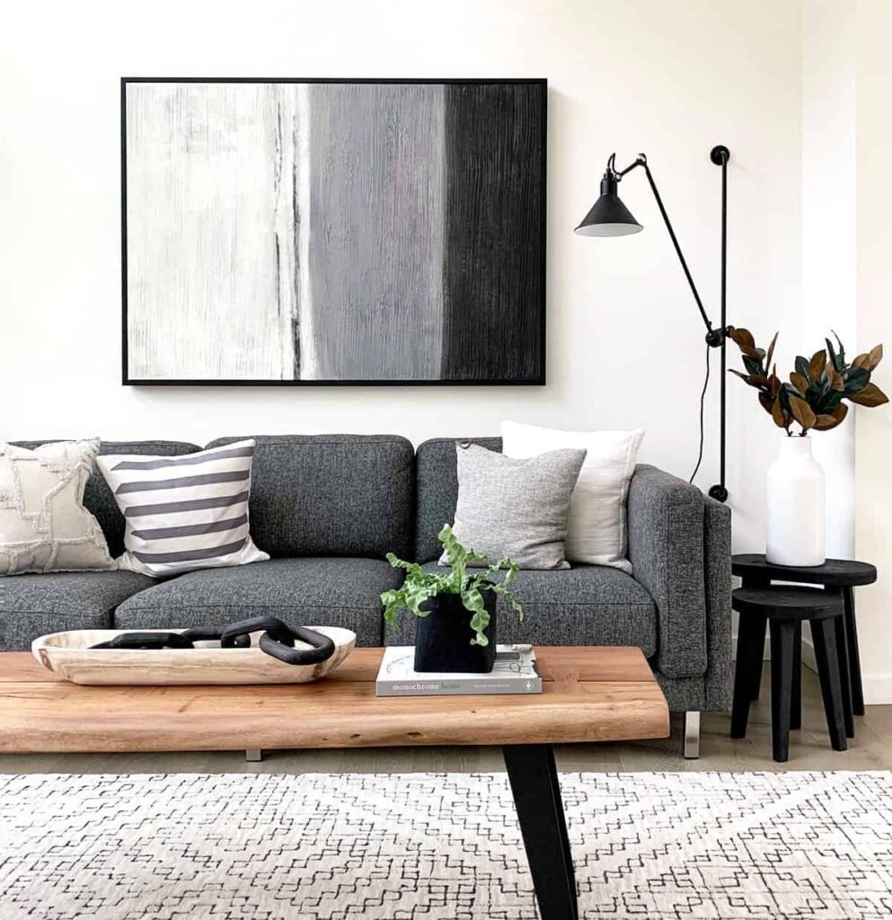 sala en tonos de grises